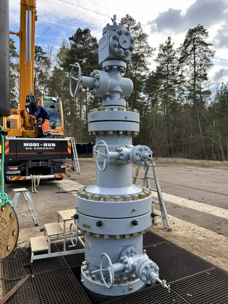 Geothermal wellhead at GFZ research site in Gross Schönebeck
